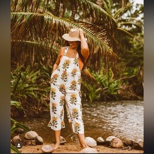 Alohiwai Justine overalls in linen with ohia lehua (XS)